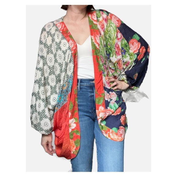 Anthropologie Akemi Kin Boho Floral Patchwork Kimono Jacket - Picture 2 of 9